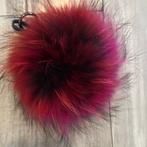 Rachel Red and green Fur Pom Pom key chain Accessory